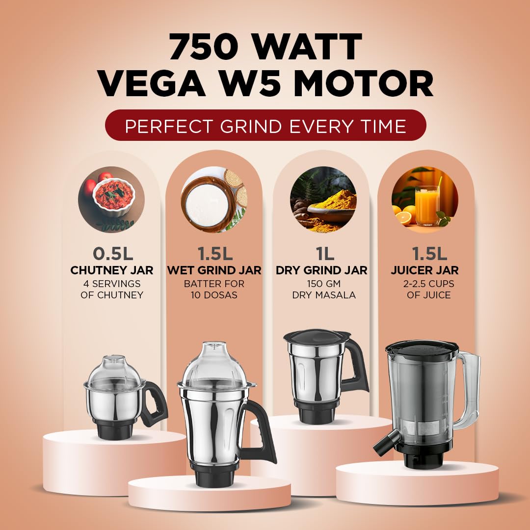 Preethi Mixer Grinder - ZODIAC Black 750 Watts