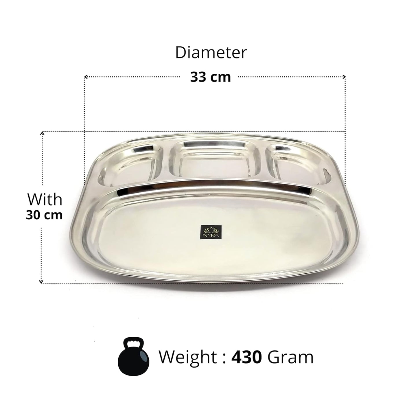 Stainless Steel 4 Compartments Partition Plate
