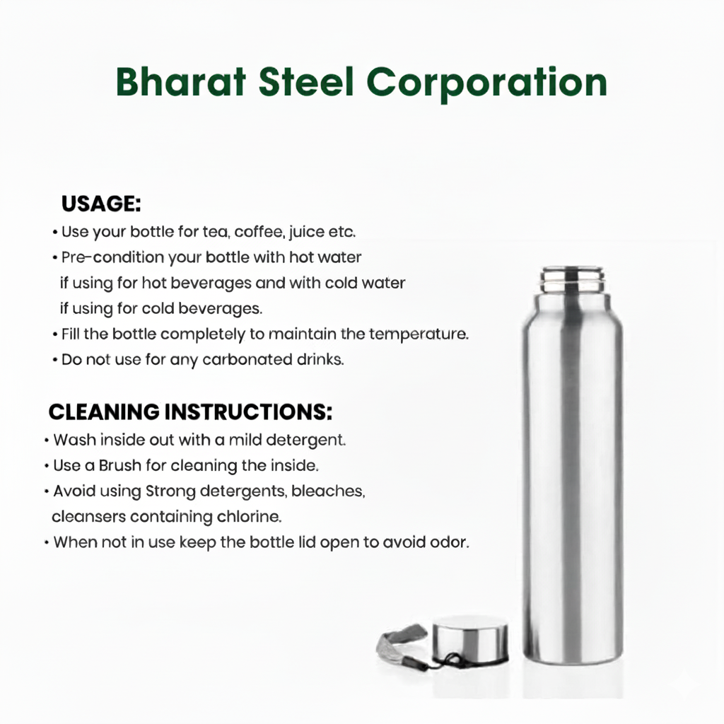 Steel Bottle Straight-Rassi (Non-Insulated)