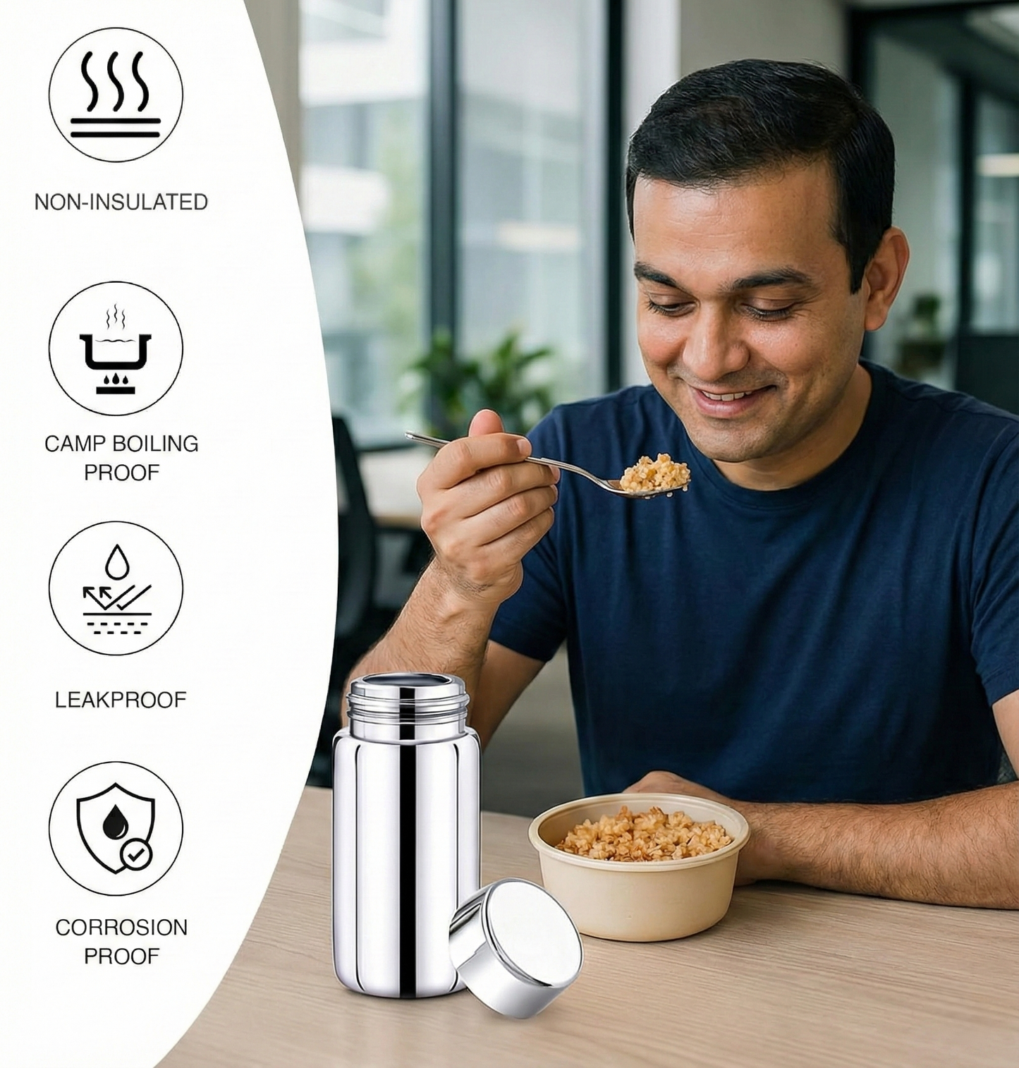 Stainless Steel Single wall Water Bottle - 200 ml