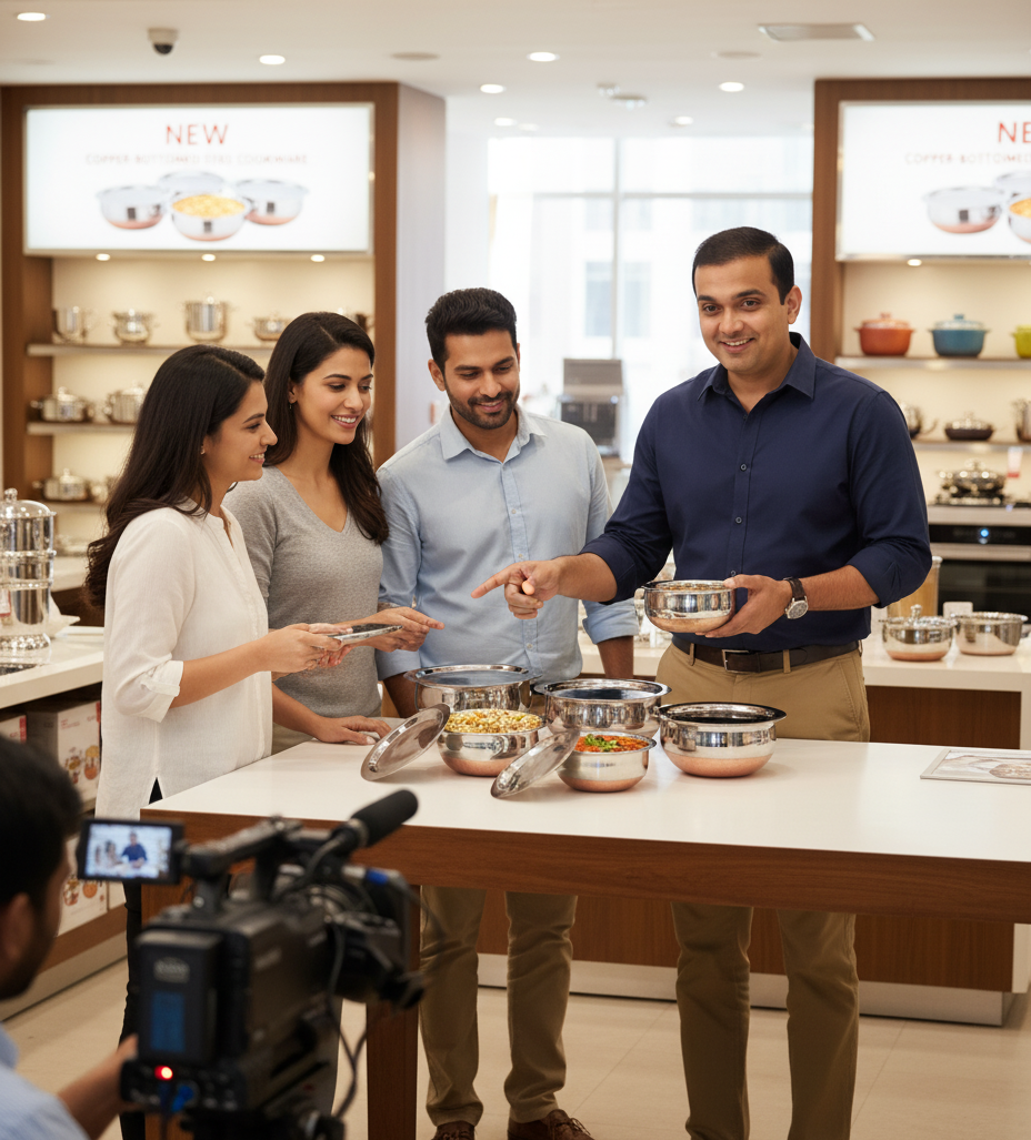 Copper Bottom Stainless Steel Handi Cookware Set with Lids