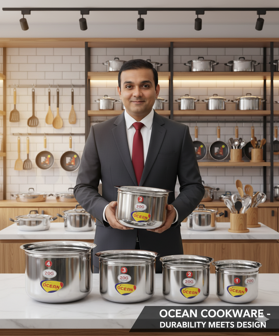 Stainless Steel Height Tope Cookware and serving set - Plain