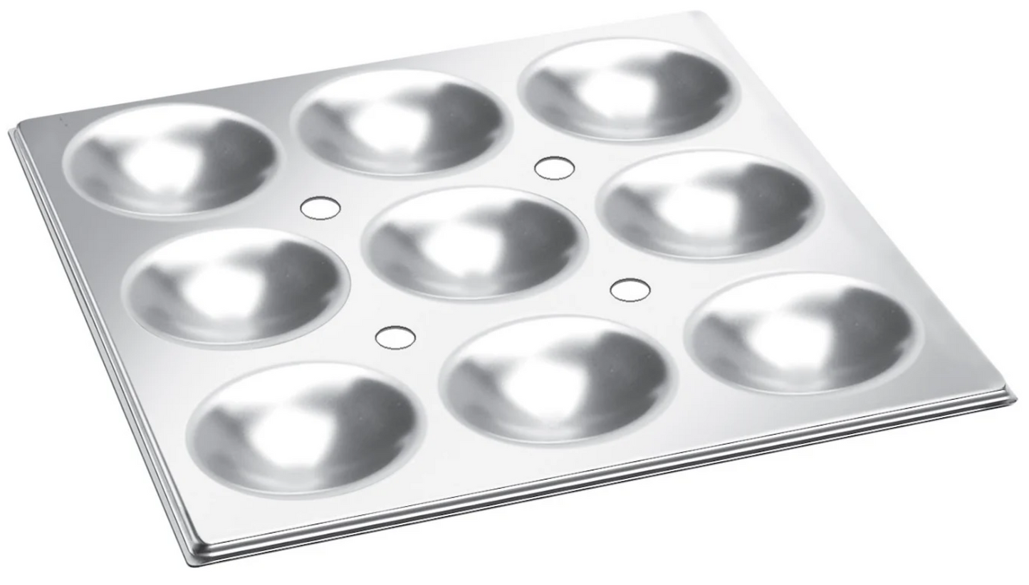 Stainless Steel 2/3 Idli Tray for Combi Oven, 9 Idli's, 3.5" Diameter, 14" x 12.8", SS 304