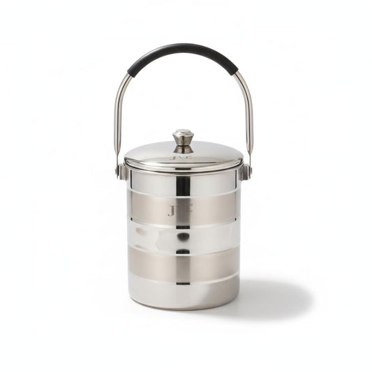 JVL Classiware Stainless Steel Milk Pot with Lid & Handle, Multi-Purpose Storage Container for Oil & Dry Storage, Durable & Hygienic Kitchen Vessel - Matt Finish (3.75 Liters)