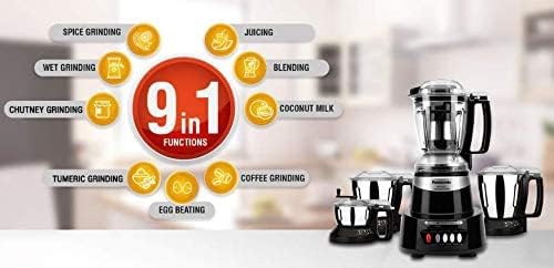 Panasonic Heavy Duty Mixer Grinder For Kitchen MX-AV425 (Charcoal Black) Elements Series Powerful 1500W(MMLW) 4 Jar(Three-304 Stainless Steel & 1Juicer Extractor Jar)|5 Years Motor Warranty