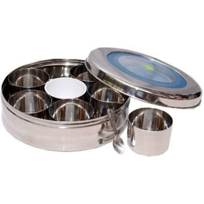 JVL Stainless Steel Kitchen Storage Spice tin Set with Seven Bowls - (200 ml Each, Medium) ST-2