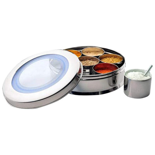 JVL Stainless Steel Kitchen Storage Spice tin Set with Seven Bowls - (200 ml Each, Medium) ST-2