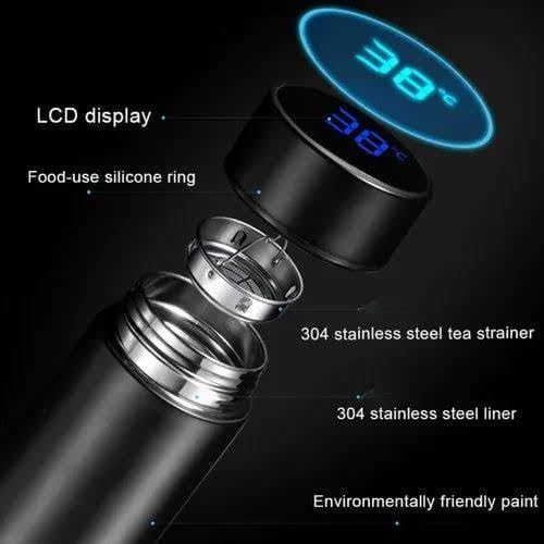 Personalised Stainless Steel Insulated Water Bottle with LED Temperature Display - 500ml