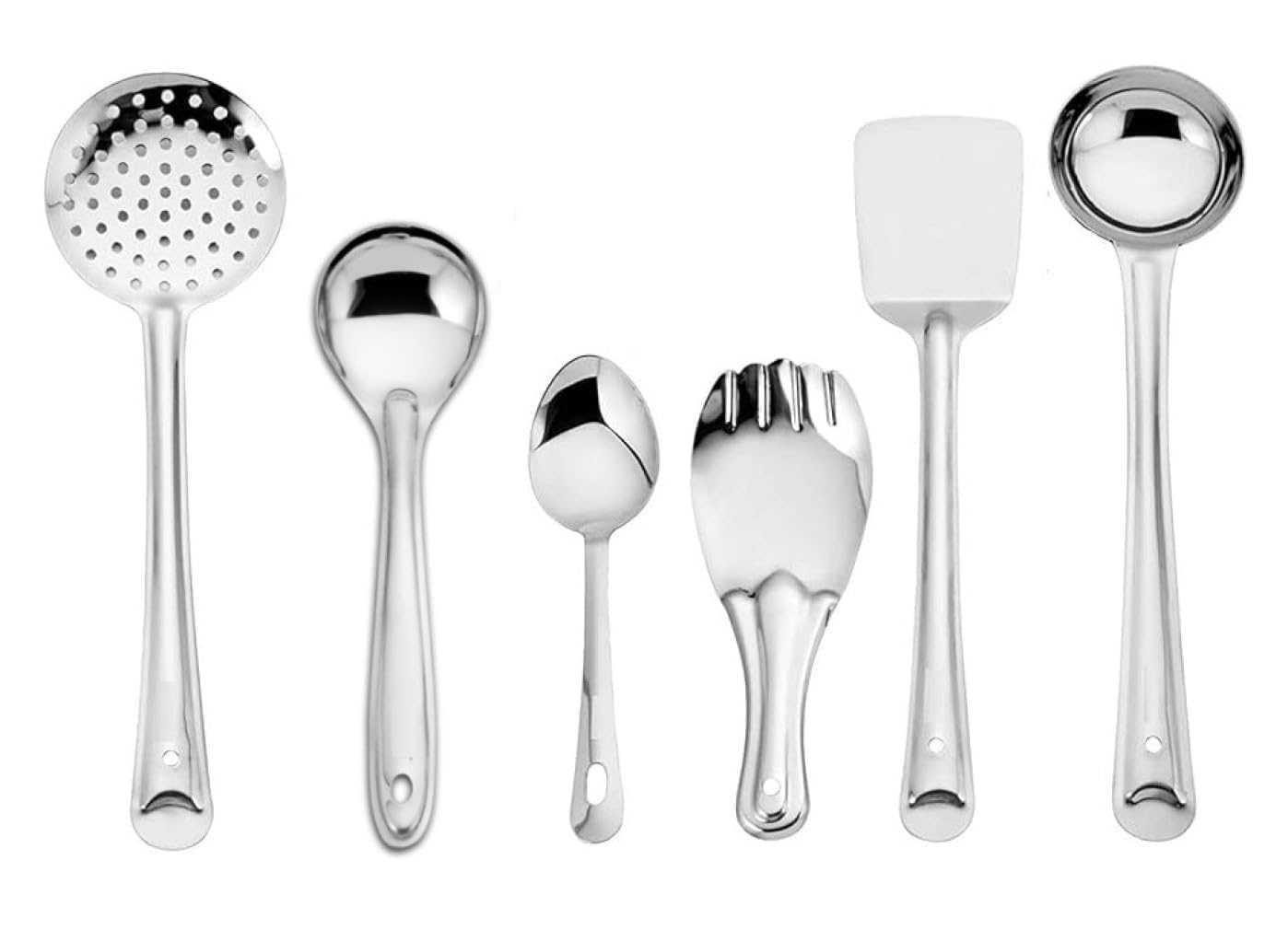 Stainless Steel Spoons - Ladle, Skimmer, Turner, Basting, and Rice Spoon