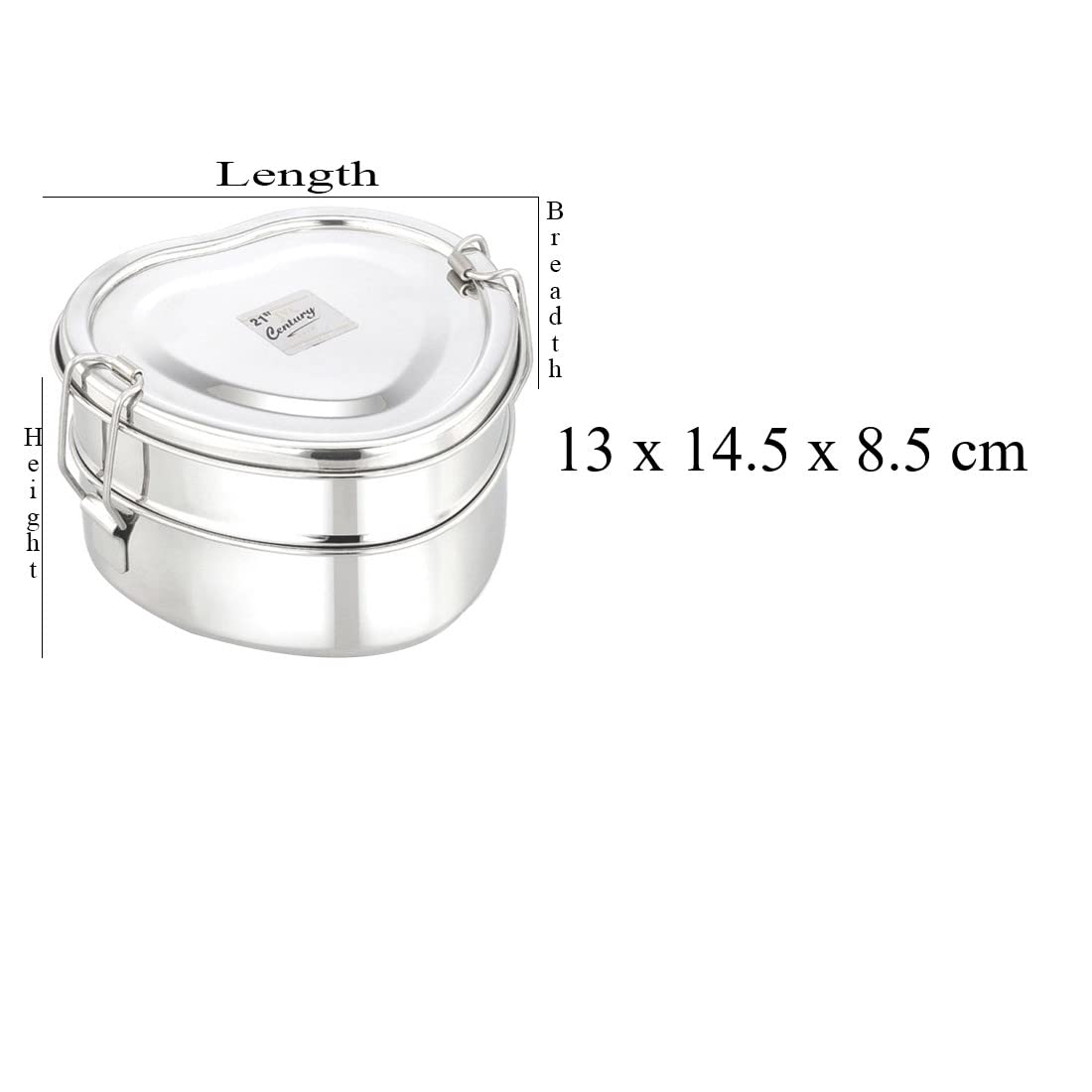 JVL Stainless Steel Lunch Box for Kids, Two Tier Tiffin Box with Inner Plate Ideal for School, Office & Travel - Heart Shape