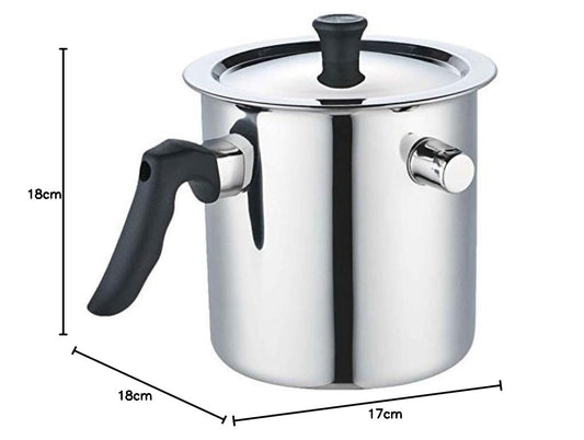 JVL Stainless Steel Double Wall Milk Boiler Storage with Single Bakelite Handle (1.5 Litre)