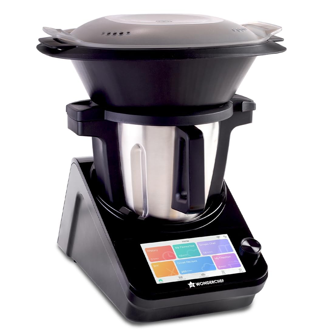 Wonderchef Chef Magic Kitchen Robot, Automatic Cooking Assistant, 500+ Recipes by Chef Sanjeev Kapoor, 15+ Cooking Modes, Create/Edit Recipes, Built-in Weighing Scale, Wi-fi & Phone App, 2-Yr Warranty