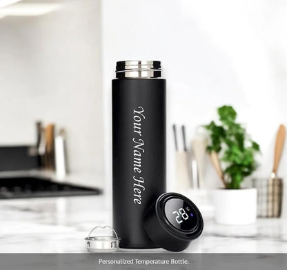 Personalised Stainless Steel Insulated Water Bottle with LED Temperature Display - 500ml