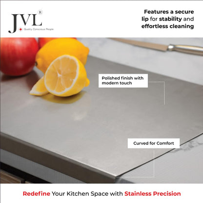 JVL Stainless Steel Countertop Cutting & Chopping Board (42cm*32cm*2cm)