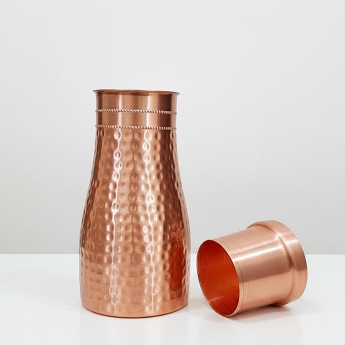 Copper Water Bottle with Inbuilt Glass 1000ml