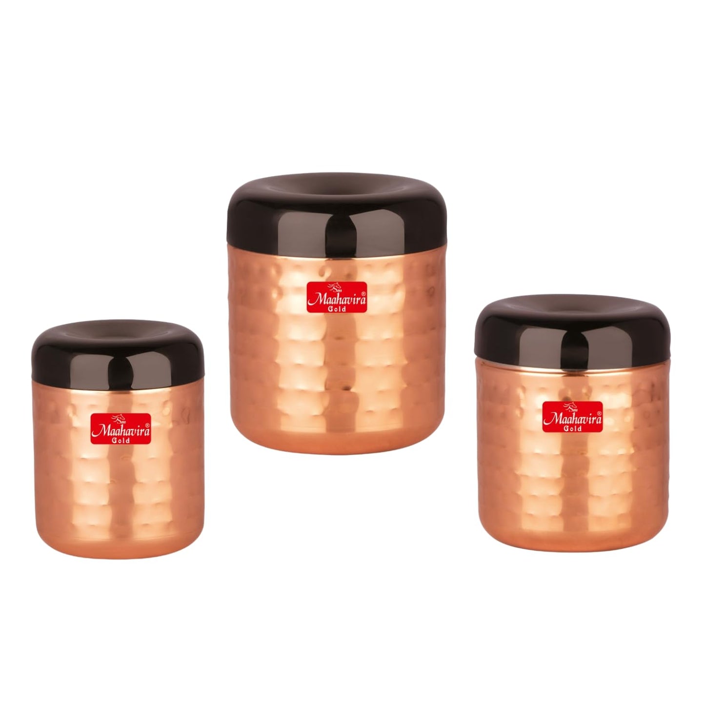 Apple Stainless Steel Hammered Texture Storage Containers with Air Tight Lid (Set of 3)