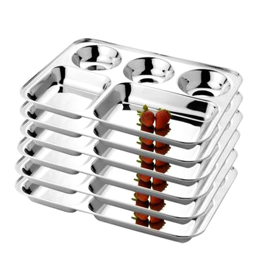 KC Stainless Steel Partition Lunch Plate 5 in1