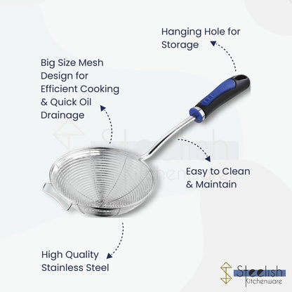 Stainless Steel Jhara Wire Skimmer for Frying (All Sizes)