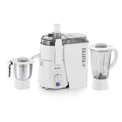 Sujata Powermatic Plus Juicer Mixer Grinder|900 Watts Double Ball Bearing Motor|22000 RPM | Non-Stop 90 Mins Running|2 Jars including 1750ml Blender, 1000ml Grinder Jar| (White)