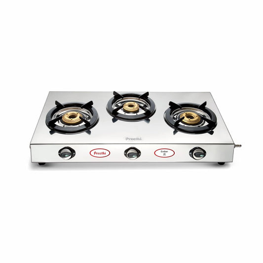 Preethi Ember Stainless Steel 3-Burner Gas Stove, Manual