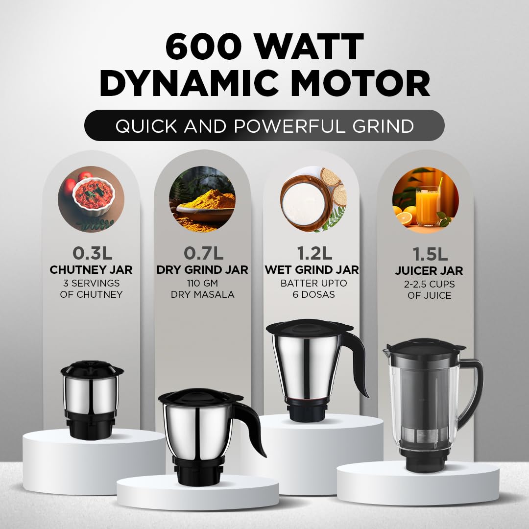 Preethi Mixer Grinder - Crown Plus 600 Watts