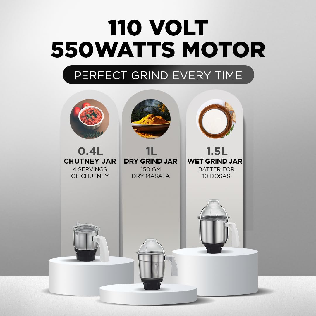 Preethi Eco Plus Mixer Grinder 110 volts (for USA/Canada)