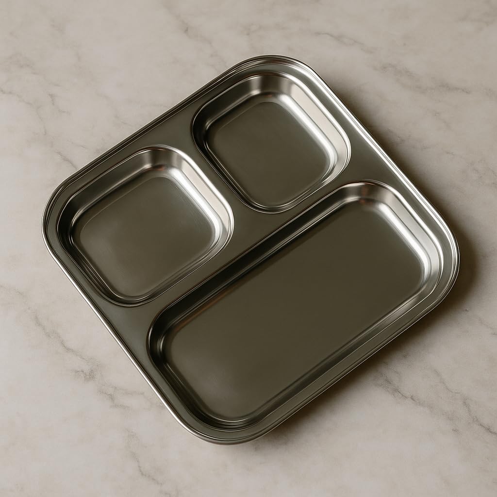 SS Square Breakfast Partition Plate