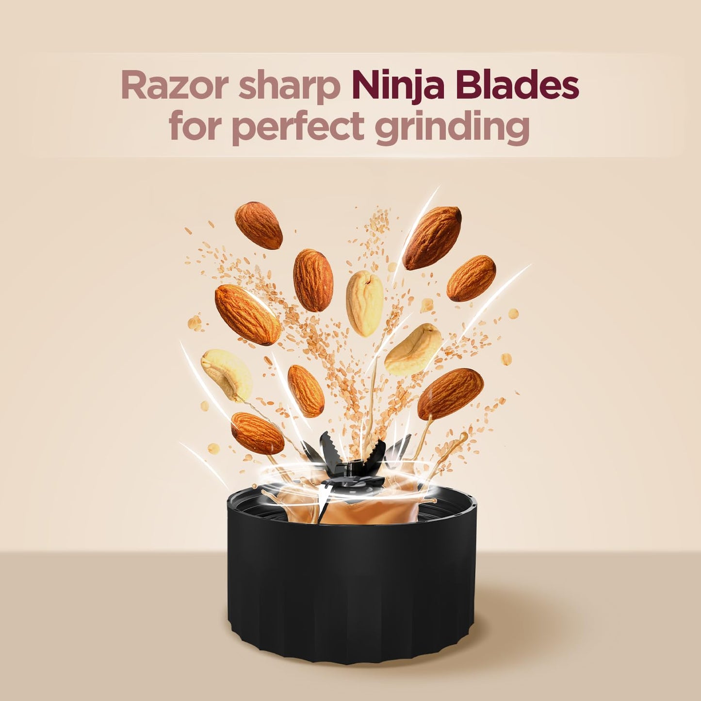 Preethi MiniBlend - Compact Blender & Juicer for Lump Free Purees & Smoothies | 25,000 RPM | Two Razor sharp Ninja blades, Two Leak-proof Jars with Sipper & Storage Lids | Free Lifelong Service
