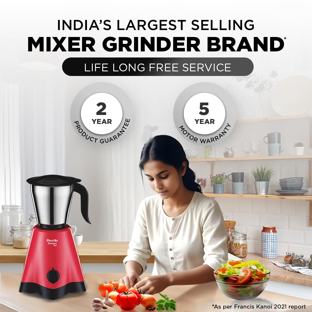 Preethi Mixer Grinder - Crown Plus 600 Watts