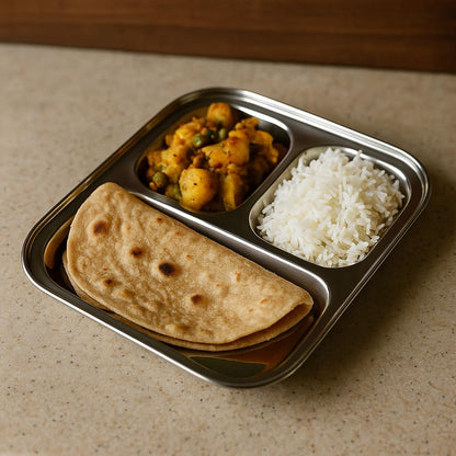 SS Square Breakfast Partition Plate