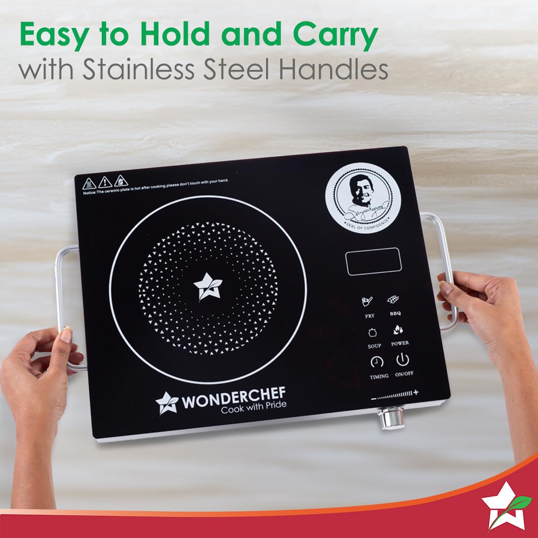 Wonderchef Easy Cook Infrared Cooktop | 2200 Watt Induction Cooktop | LED Digital Panel | Smart Touch Buttons | 2 Year Warranty