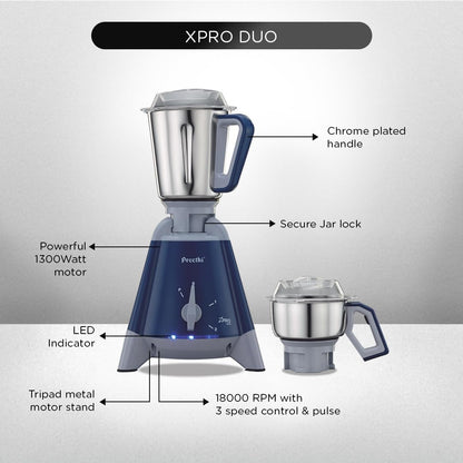 Preethi Xpro Duo Mixer Grinder 1300 Watts Commercial