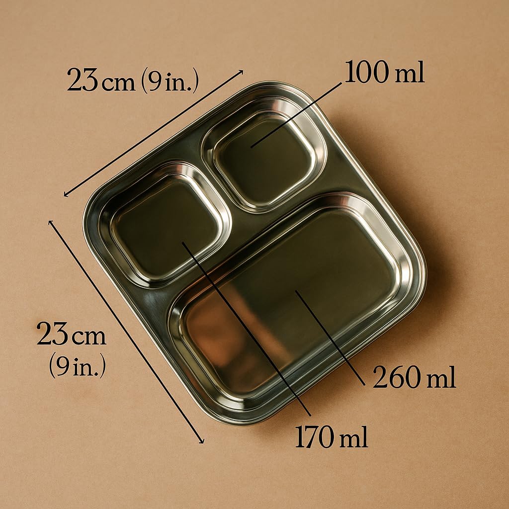 SS Square Breakfast Partition Plate