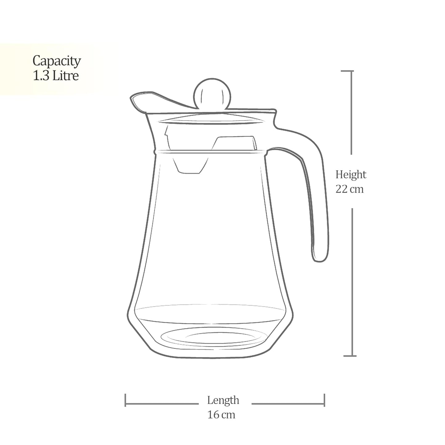 Treo by Milton Conical Fresh 1300 Glass Jug with Lid and Handle