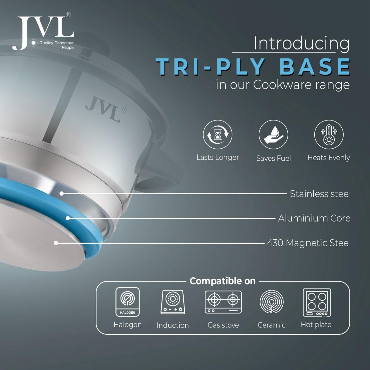JVL Stainless Steel Triply Base Thatte Idly Maker (5 Mini Idly plates) 1 Steamer Vessel, 5 Mini Idly Plates, 1 Stand, 1 Lifter and 1 Spatula