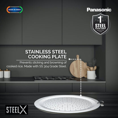 Panasonic SR-G18(SUS) I 660 Watts I Fully 304 Stainless Steel Automatic Electric Rice Cooker 1.8 Litres (1kg Capacity) |3 Layer Stainless Steel Clad Pan, Lid and Plate