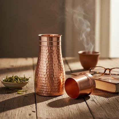 Copper Water Bottle with Inbuilt Glass 1000ml