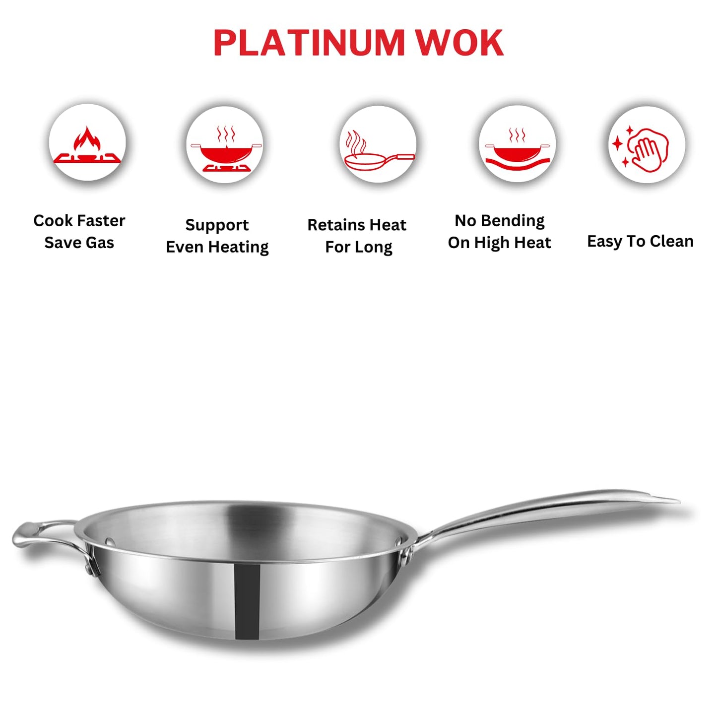 Vinod Stainless Steel Triply Wok