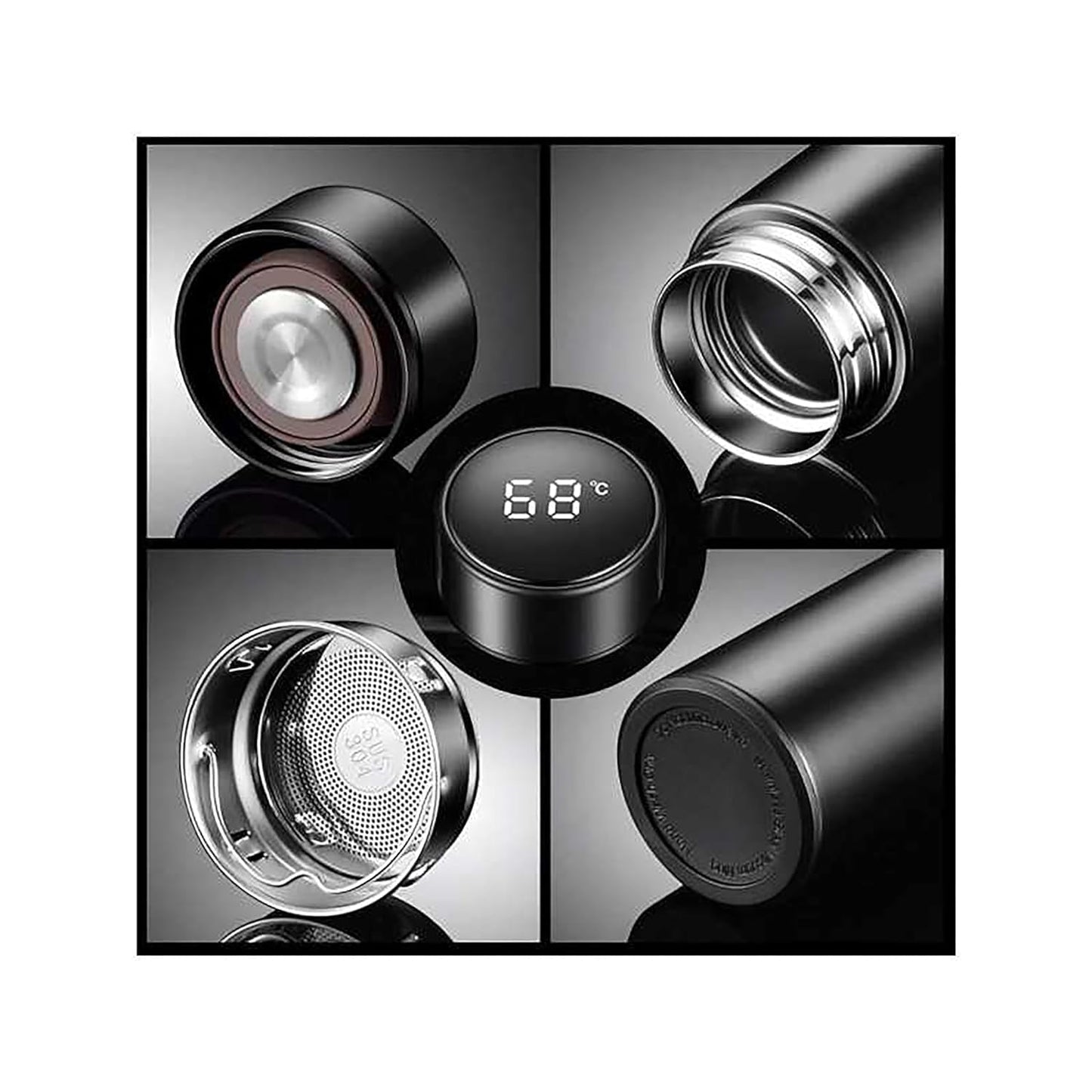 Personalised Stainless Steel Insulated Water Bottle with LED Temperature Display - 500ml