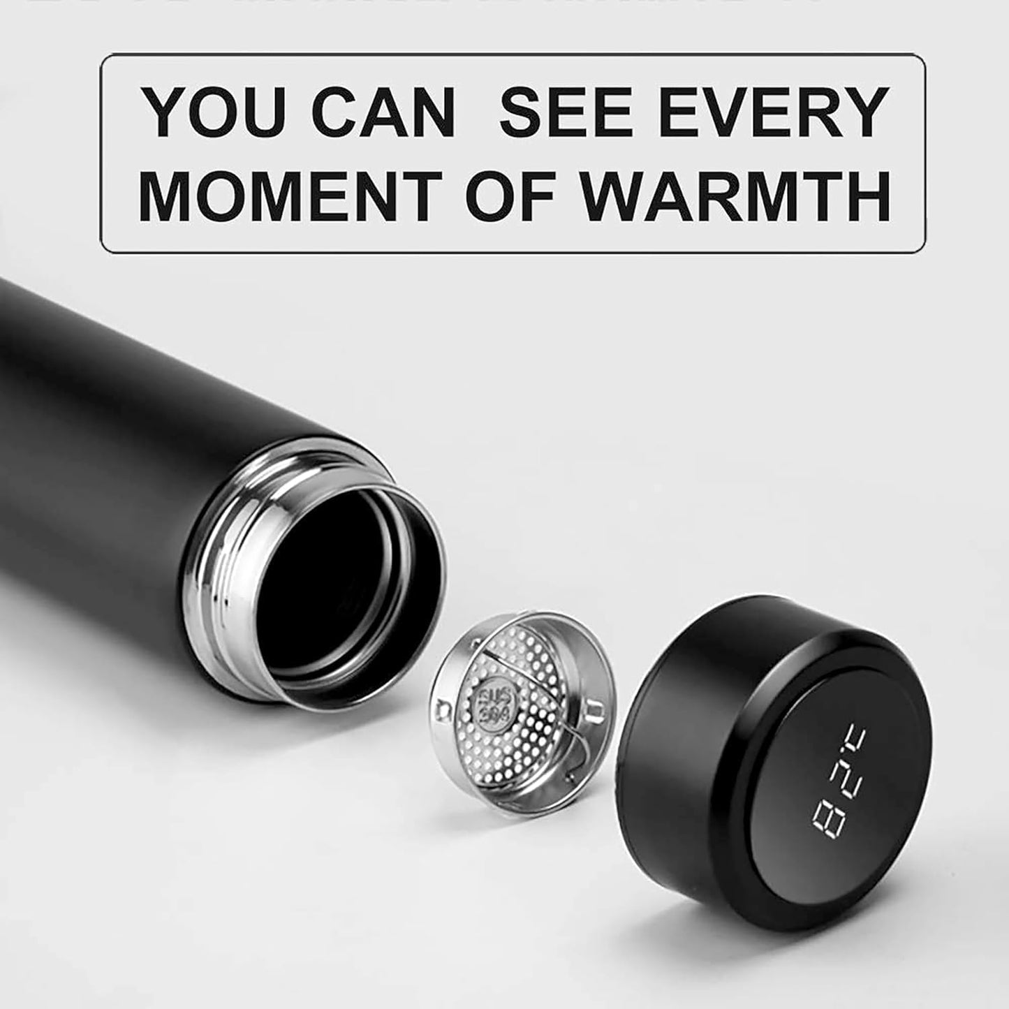 Personalised Stainless Steel Insulated Water Bottle with LED Temperature Display - 500ml