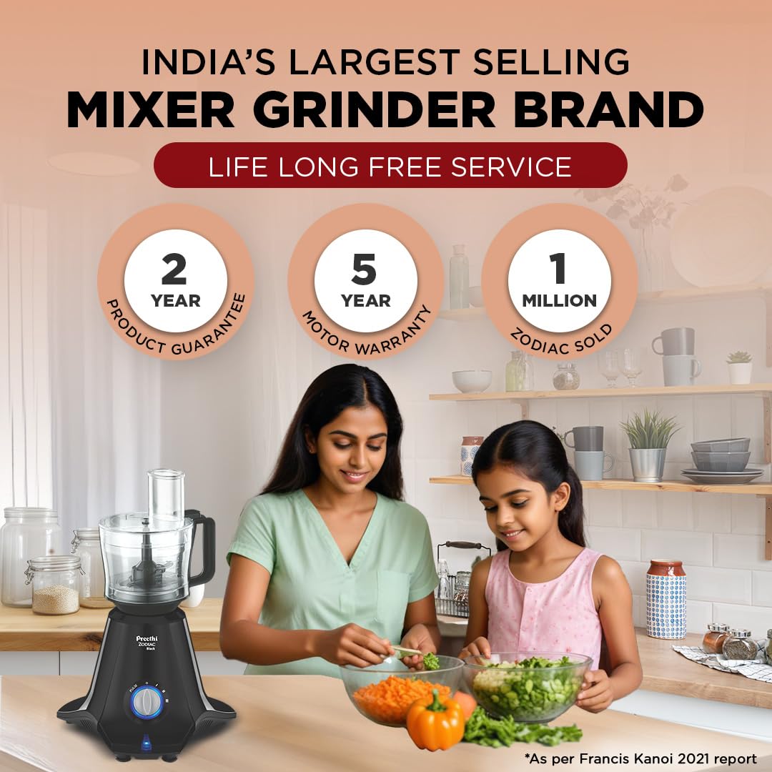 Preethi Mixer Grinder - ZODIAC Black 750 Watts