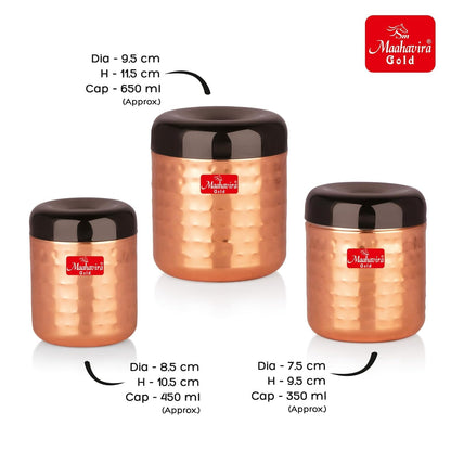 Apple Stainless Steel Hammered Texture Storage Containers with Air Tight Lid (Set of 3)