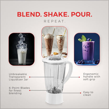 Sujata Powermatic Plus Juicer Mixer Grinder|900 Watts Double Ball Bearing Motor|22000 RPM | Non-Stop 90 Mins Running|2 Jars including 1750ml Blender, 1000ml Grinder Jar| (White)