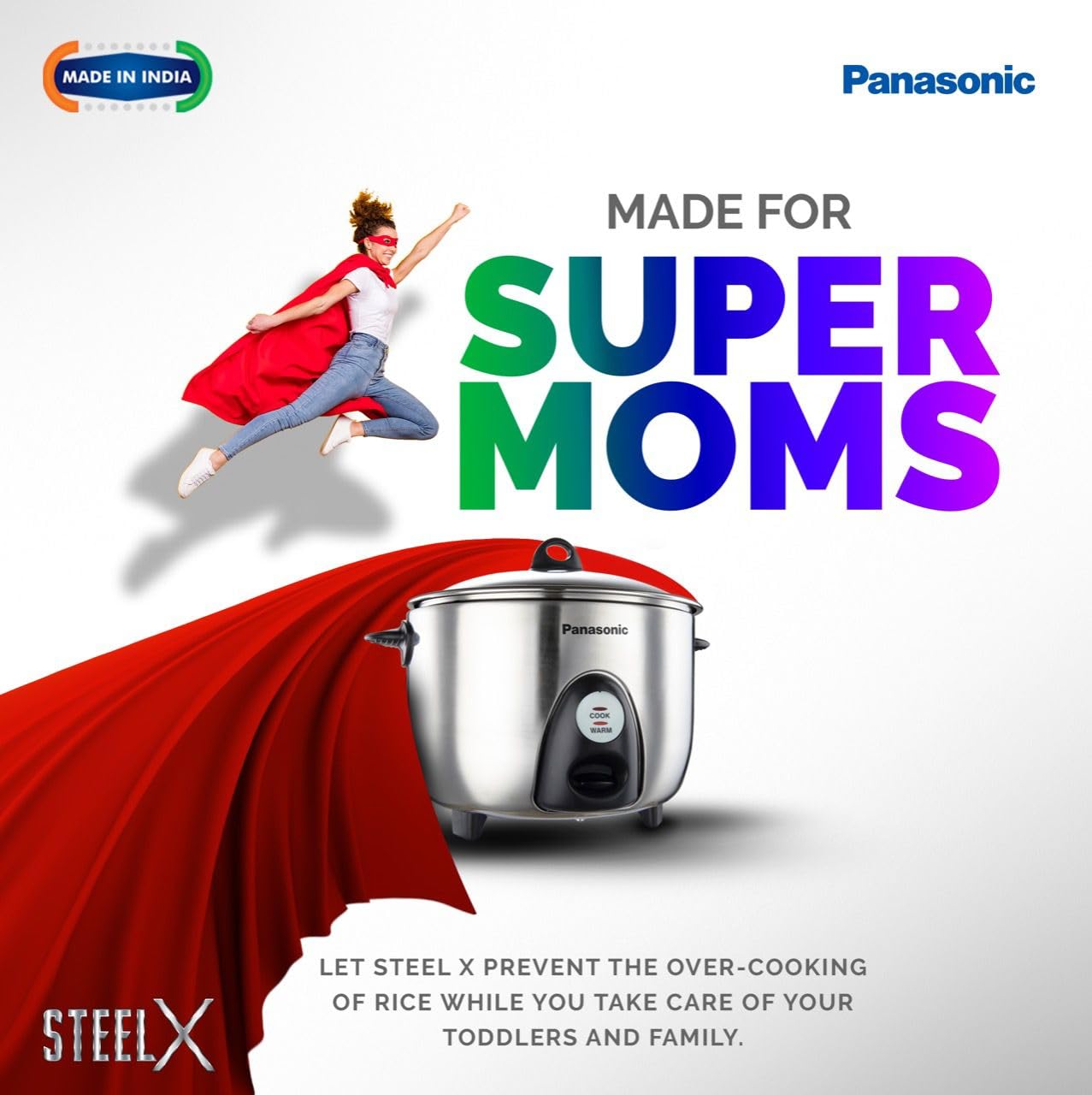 Panasonic SR-G18(SUS) I 660 Watts I Fully 304 Stainless Steel Automatic Electric Rice Cooker 1.8 Litres (1kg Capacity) |3 Layer Stainless Steel Clad Pan, Lid and Plate