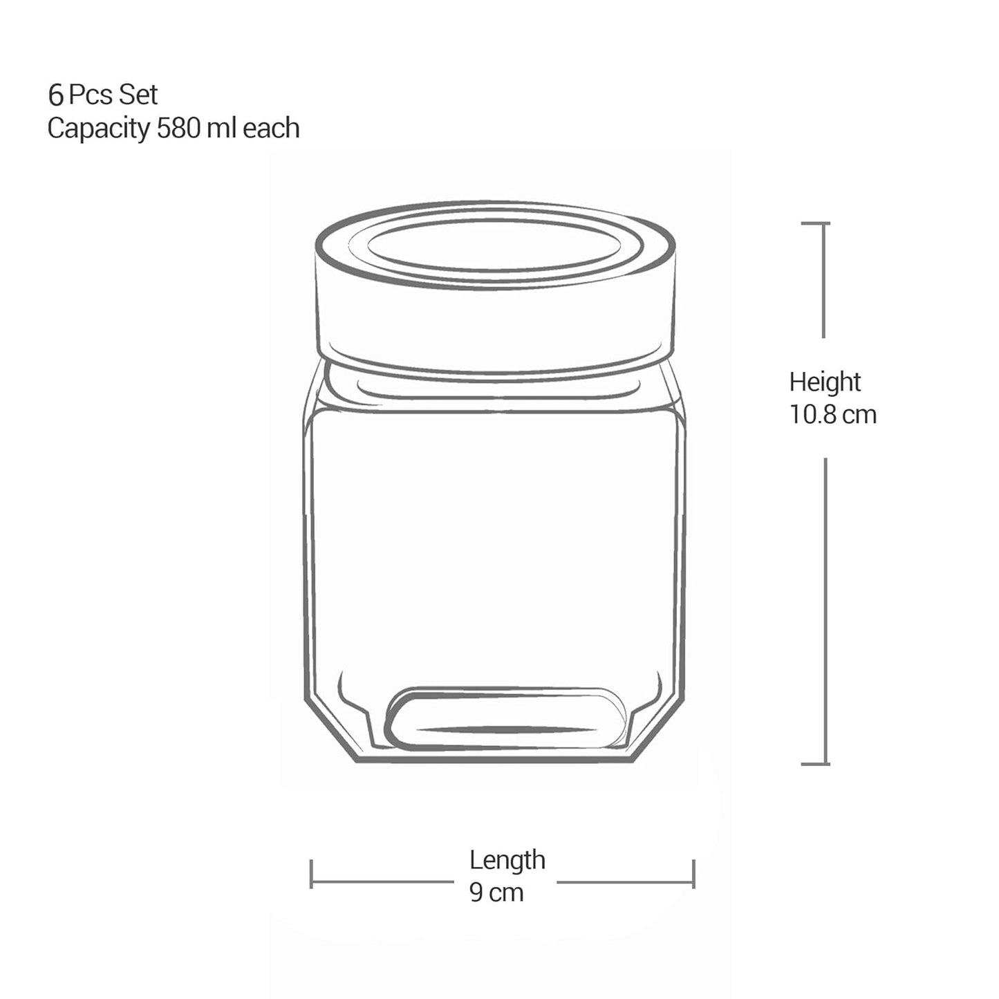 Treo By Milton Cube Storage Glass Jar, 580 ml Each