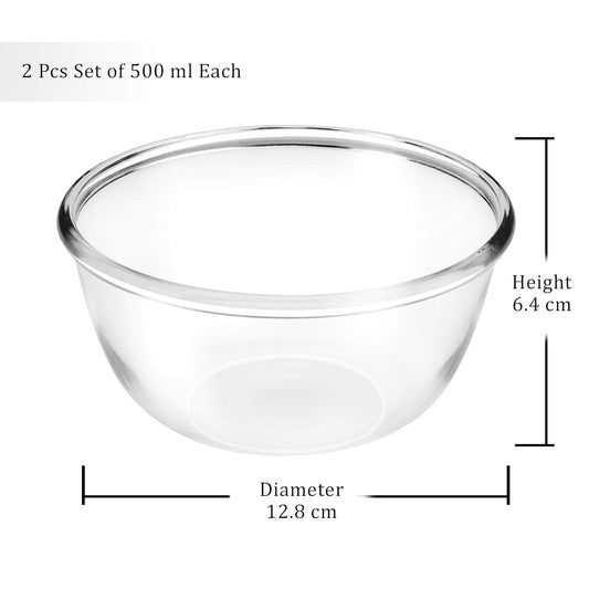 Treo By Milton Glass Mixing Bowls Set of 2, 500 Ml (Transparent)