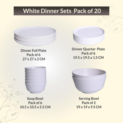 White 20 pcs Melamine Dinner Set