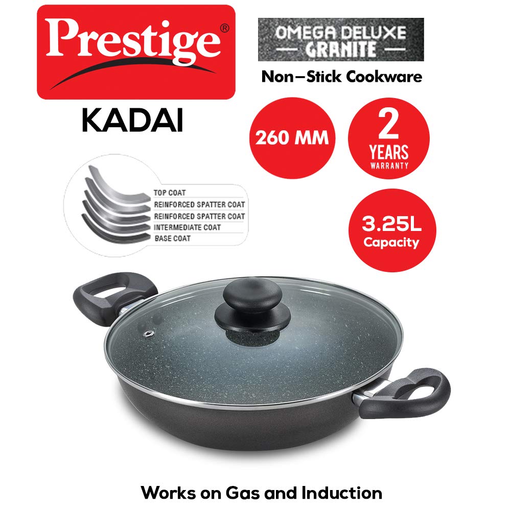Prestige Omega Deluxe Granite Kadai (All Sizes)