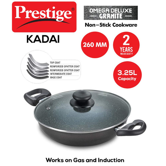 Prestige Omega Deluxe Granite Kadai (All Sizes)