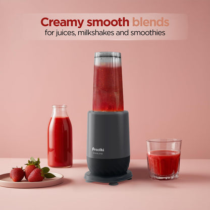 Preethi MiniBlend - Compact Blender & Juicer for Lump Free Purees & Smoothies | 25,000 RPM | Two Razor sharp Ninja blades, Two Leak-proof Jars with Sipper & Storage Lids | Free Lifelong Service